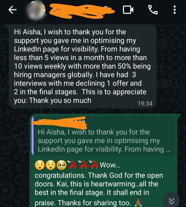 Client appreciation message