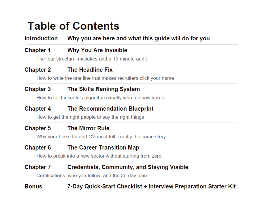 Table of Contents preview