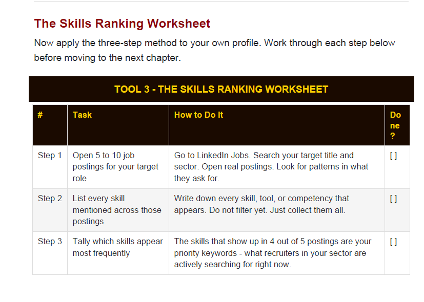 Skills Ranking Worksheet preview